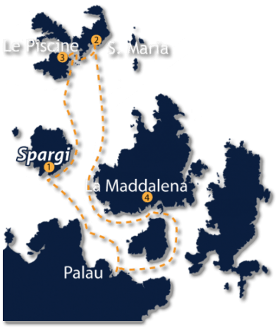 Itinerario Tour Arcipelago della Maddalena Motonave Petagus con partenza da Palau